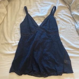 Michael Kors Navy Eyelet lace babydoll camisole